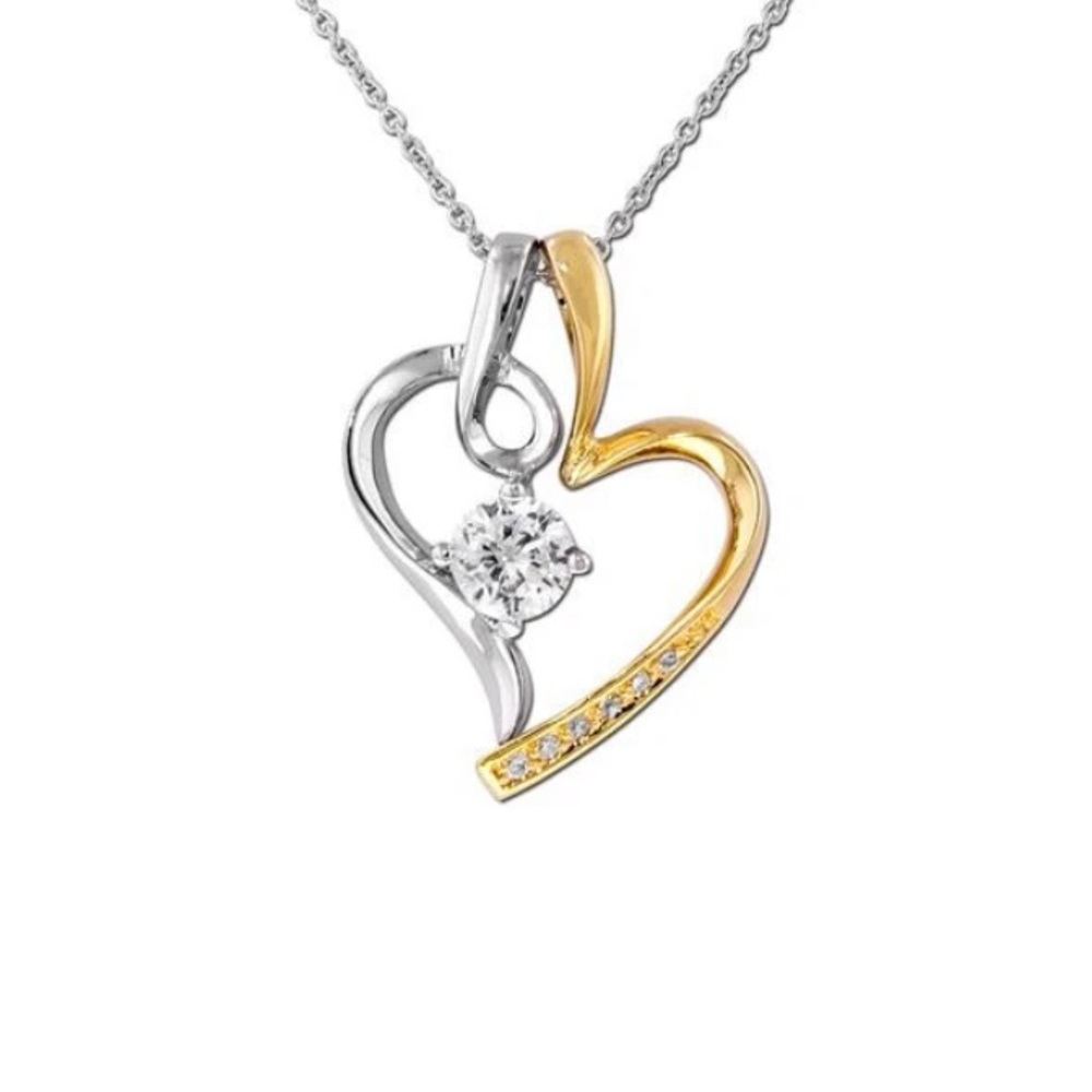 🆕 Fire CZ // silver & gold heart necklace